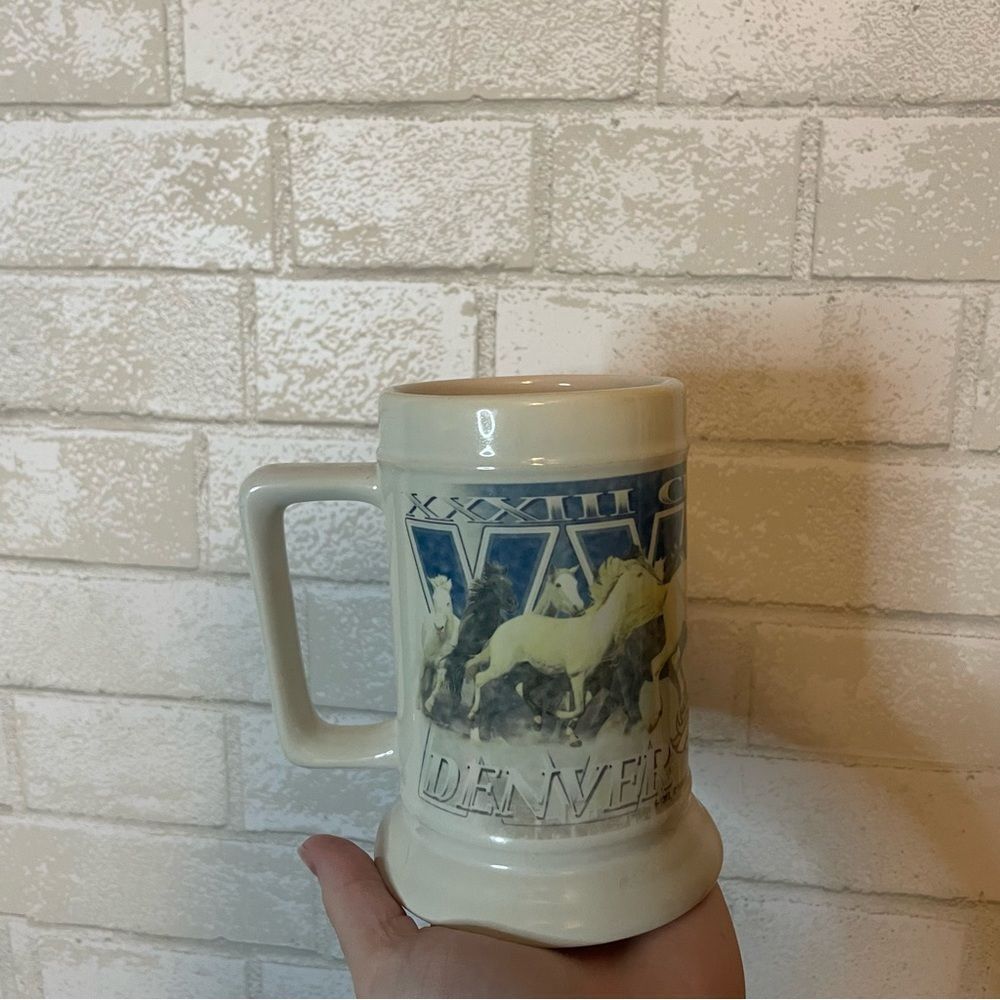 Vintage Tall Mug From Super Bowl XXXIII (33) Denver Broncos 1999 Ceramic